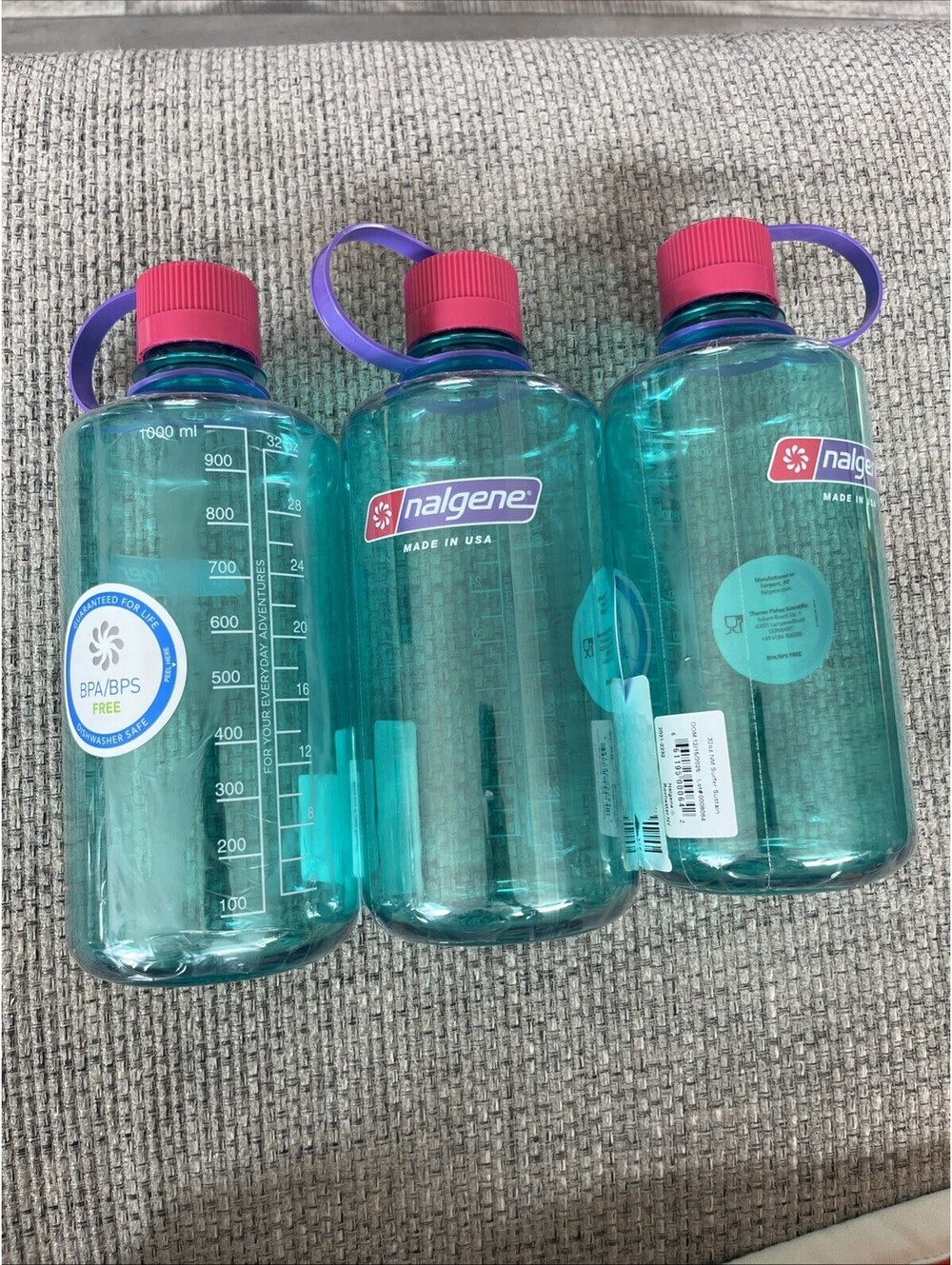 3 Pack New Nalgene Narrow-Mouth Sustain Water Bottle - 32 oz Color Surfer Qty 3